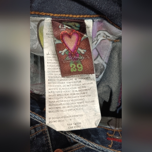 Ed Hardy Blue Dark Wash Ripped Boyfriend Denim Jeans Women's 32x30 SUPERB CONDIT - Picture 6 of 12